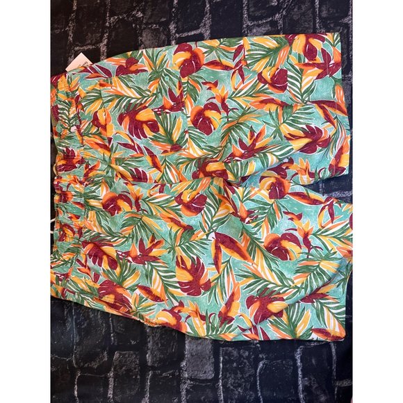 Goodfellow & Co Men's 9" Leaf Print E-Board Swim Shorts, Green/Red, Size M, NWT - Picture 5 of 5